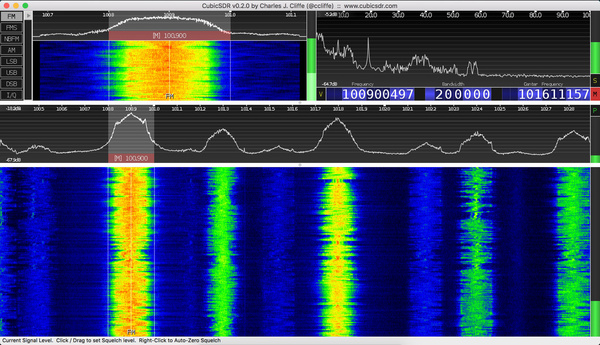 CubicSDR, analyseur de spectre