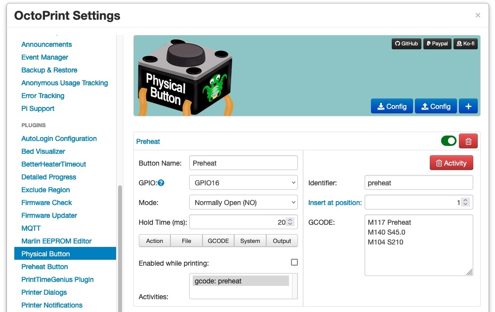 Configuration de Octoprint