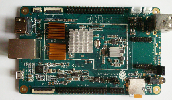 PINE64 with heatsinks